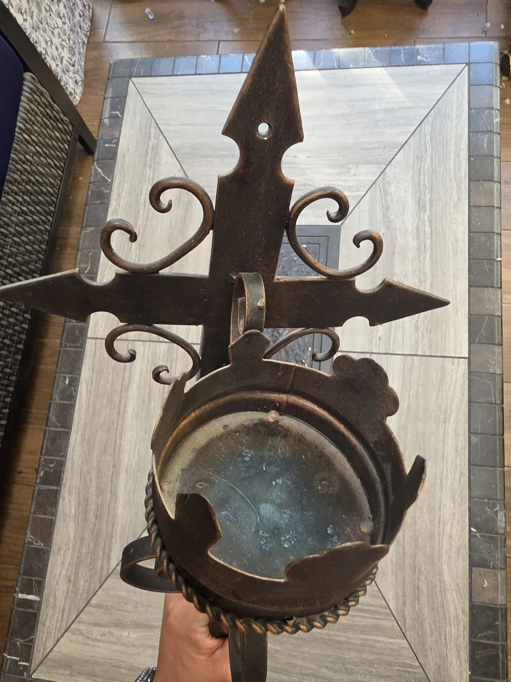 Rustic Crown Wall Sconce - Brown/Gold Finish